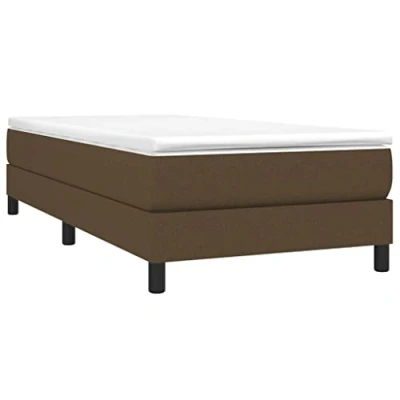 Abbildung von vidaXL Bettgestell, Polsterbett Bett für Schlafzimmer, Bettrahmen mit Lattenrost, Schlafzimmerbett Einzelbett, Dunkelbraun 90x190cm Stoff