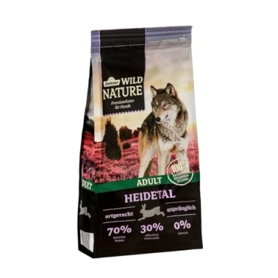 Abbildung von Dehner Wild Nature Hundefutter Heidetal, Trockenfutter getreidefrei / zuckerfrei, für ausgewachsene Hunde, Kaninchen, 4 kg