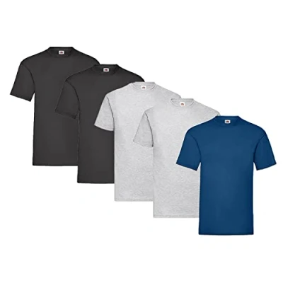 Abbildung von Fruit of the Loom 5er Pack T Shirts, 2X Schwarz + Grau 1x Navy 1 HL Kauf Notizblock, Größe 3XL