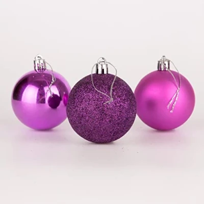 Abbildung von 60 mm/6 Stück Weihnachtskugeln, bruchsicher, lila, Weihnachtsbaumschmuck, Kugel, Ornamente, Kugeln, Weihnachtsdekoration, Urlaubsdekoration, glänzend, matt, glitzernd