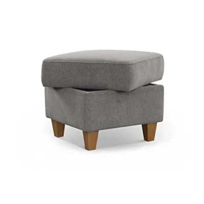Abbildung von CAVADORE Stauraum Hocker Wyk / Polsterhocker im Landhausstil, als Beistellhocker oder Fußhocker 58 x 48 Chenille, Grau