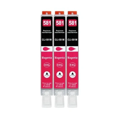 Abbildung von 3 XXL Druckerpatronen kompatibel zu CLI 581 M Magenta für Canon PIXMA TS705 TS6150 TS6250 TS6350 TR7550 TR8550 TS8150 TS8250 TS8350 TS9150 TS9550 TS6151 TS6251 TS6351 TS8151 TS8152 TS8251
