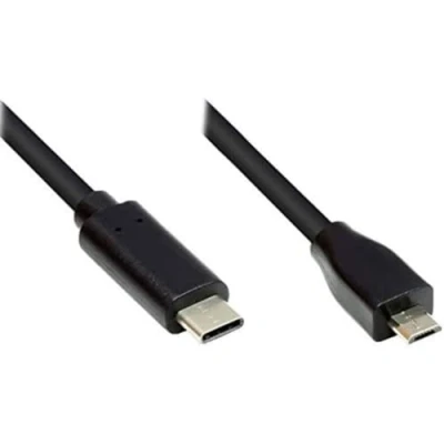 Abbildung von Good Connections USB 2.0 Anschlusskabel C Stecker an Micro B KUPFERLEITER, Doppelschirmung, 480 Mbit/s Datenübertragung schwarz 2 m