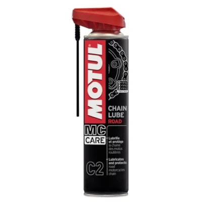 Abbildung von Motul Ketten Sprühfett für Straßen Motorräder, Farblos, Geeignet O Ring, X Z Ring Ketten, Hochgeschwindigkeitsfest, Wasser und Salzbeständig, Rostschutz, MC Care Chain Lube Road C2, 400 ml