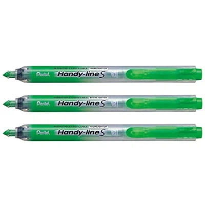 Abbildung von 12 x Pentel Textmarker Handy Line S mit Druckmechanik 0,8 3,8mm hellgr
