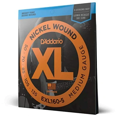 Abbildung von D&#039;Addario E Bass Gitarrensaiten Saiten Bassgitarre Strings Guitar EXL160 5 Medium, 50 135 (5 String) Long Scale