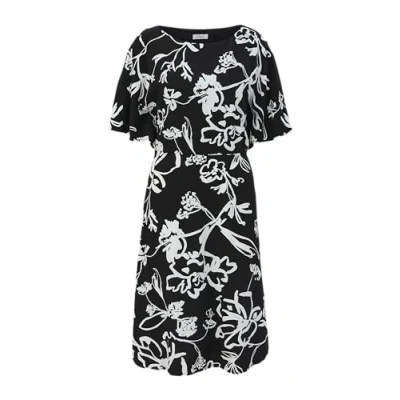 Abbildung von s.Oliver BLACK LABEL Damen 2141853 Midi Kleid mit Allover Muster, schwarz 99A1, 36