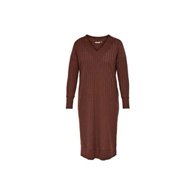 Abbildung von ONLY CARMAKOMA Women&#039;s CARESSIE L/S Dress JRS Kleid, Cherry Mahogany, M 46/48