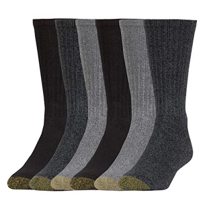 Abbildung von GOLDTOE Herren Harrington Crew, mehrere Lässige Socken, Charcoal/Light (6 Paar), X Large (6er Pack)