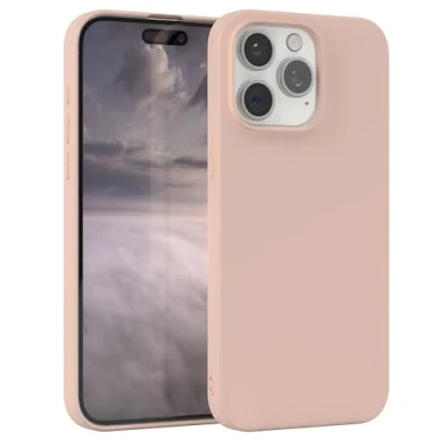 Abbildung von EAZY Case Silikonhülle für iPhone 15 Pro Max Hülle Silikon Rosa weich stoßfeste Handyhülle Schutzhülle mit Kameraschutz Dünn Premium Schutz Cover TPU Bumper in Altrosa Pastell
