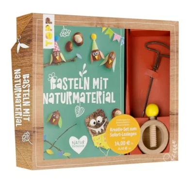 Abbildung von Kreativ Set Basteln mit Naturmaterial: Buch Grundlagen und Bastelideen sowie Kastanienhalter Kastanienbohrer (Buch plus Material)