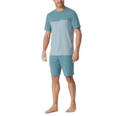 Abbildung von Schiesser Herren Schlafanzug kurz Rundhals Nightwear Set Pyjamaset, blaugrau_181167, 50