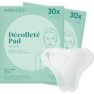 Abbildung von APRICOT 2x Dekollete Pad Antifalten aus medizinischem Silikon mit Aloe Vera Bis zu 60x Wiederverwendbar, Dermatologisch getestet, Vegan &amp; Tierversuchsfrei Anti Falten