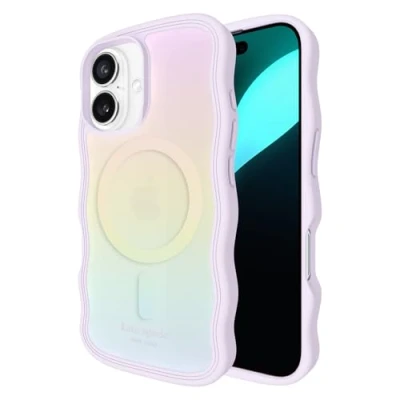 Abbildung von kate spade new york iPhone 16 Hülle Kompatibel mit MagSafe Designer Handyhülle Wellenförmiger Opal Irisierend