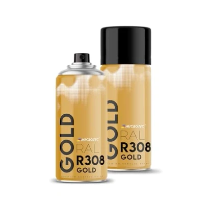 Abbildung von MICROTEC® Sprühlack 400ml hochwertiges Acryllackspray matt oder glänzend Sprühfarben für Metall, Holz, Kunststoff u.v.m. große Farbauswahl (Gold (Messing) R308)