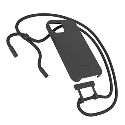 Abbildung von Woodcessories Change Case, Nachhaltige Handykette abnehmbar kompatibel mit iPhone 14 Plus Hülle Band schwarz biologisch abbaubar