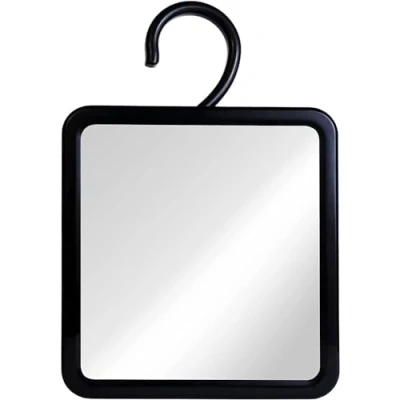Abbildung von Mirrorvana Duschspiegel zum Aufhängen Beschlagfrei, mit 360 Drehbarem Haken, Bruchsicher, 16 x cm, Schwarz