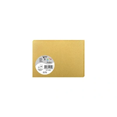 Abbildung von Clairefontaine 111390C Packung mit 25 Karten Pollen 11x15,5 cm 210g, ideal für Ihre Korrespondenz und Einladungen, Gold, 1 Pack