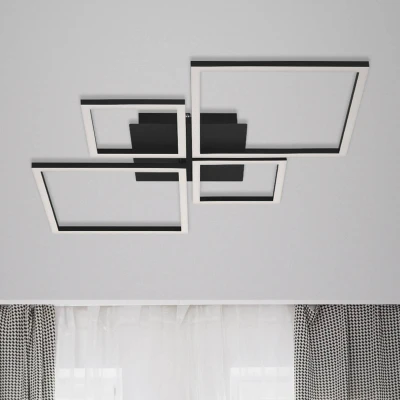 Abbildung von Briloner Leuchten LED Deckenleuchte 3128 015, dimmbar, schwenkbar, Speicherfunktion, fest verbaut, Warmweiß, Deckenlampe, 75x47x7,3cm, Schwarz, 48W, Wohnzimmer, Schlafzimmer