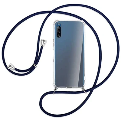 Abbildung von mtb more energy® Handykette kompatibel mit Sony Xperia L4 (6.2&#039;&#039;) dunkelblau Smartphone Hülle zum Umhängen Anti Shock Full TPU Case