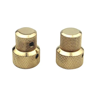 Abbildung von Guyker 2Pcs Concentric Stacked Knobs, Dual Knurled Control High Grade Dome Volume Tone Knob Replacement for Electric Guitar or Precision Bass CNC Machined (Golden)