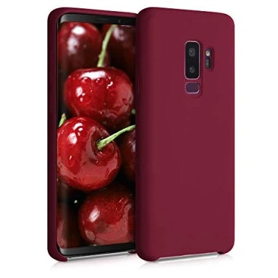 Abbildung von kwmobile Hülle kompatibel mit Samsung Galaxy S9 Plus Silikon Handy Case Handyhülle weiche Oberfläche kabelloses Laden Rhabarber Rot