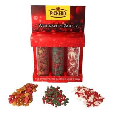 Abbildung von Zuckerdekor / Streudekor im Set WICHTEL ZAUBER (3 Motive essbar 67 g) BACK DEKORATION ZU WEIHNACHTEN, Kirsche