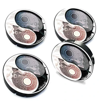 Abbildung von Biomar Labs® 4 x 60mm Silikon Nabenkappen Kappen Yin Yang Symbol Felgendeckel Radkappen Radnabendeckel Nabendeckel Auto Tuning C 81 Z*
