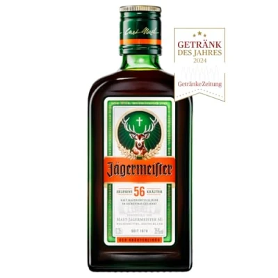 Abbildung von Jägermeister 1 x 0.35l Premium Kräuterlikör 35% Vol. 56 erlesene Kräuter Kalt mazeriertes Elixier Im Eichenfass gelagert Das Original aus Wolfenbüttel