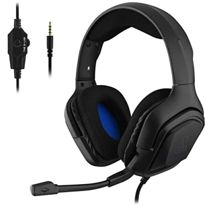 Abbildung von THE G LAB Korp Cobalt Gaming Headset Stereo Mikrofon, Ultraleicht, Ultra Bass 3,5 mm Klinke für PC PS4 PS5 Xbox One Mac Nintendo Switch Tablet Smartphone (Schwarz)