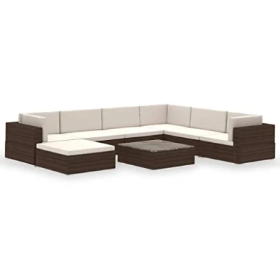 Abbildung von vidaXL Gartenmöbel 8 TLG. mit Auflagen Sitzgruppe Lounge Rattanmöbel Set Sitzgarnitur Sofa Gartensofa Sofagarnitur Tisch Poly Rattan