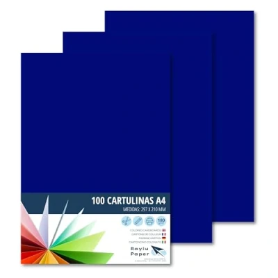 Abbildung von RAYLU PAPER Tonpapier A4, 100 Stück Kartonpapier 180g/m², 210 x 297 mm, professionelle farbige Kartons für Büro, Kopierpapier, Buntes Papier zum Basteln (Überseeblau)