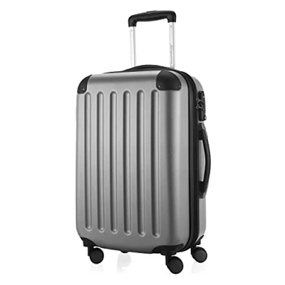 Abbildung von HAUPTSTADTKOFFER SPREE Handgepäck Hartschalen Koffer Trolley Rollkoffer Reisekoffer, 4 Doppel Rollen, 55 cm, 42 L, Ausziehgriff, Silber