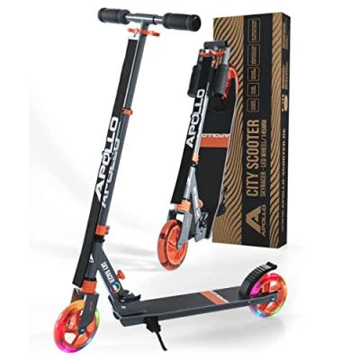 Abbildung von Apollo Skyracer City Roller mit LED Leuchträdern Kinder 6 Jahre Scooter Federung Tretroller für und Teens klappbar höhenverstellbar