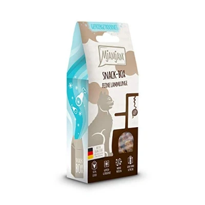 Abbildung von MjAMjAM Premium Katzensnack Snackbox feine Lammlunge, 1er Pack (1 x 35 g), naturbelassen ganz ohne synthetische Konservierungsstoffe