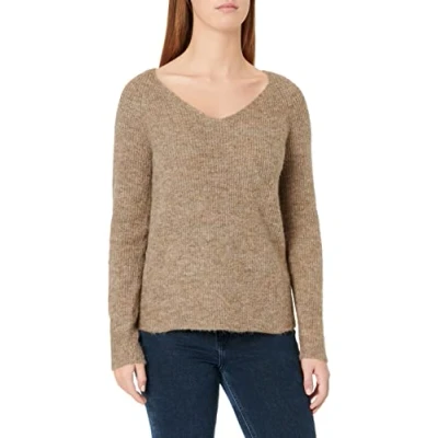 Abbildung von Pieces Pcellen Vneck NOOS Strickpullover, Damen, Größe: XS, Fossil