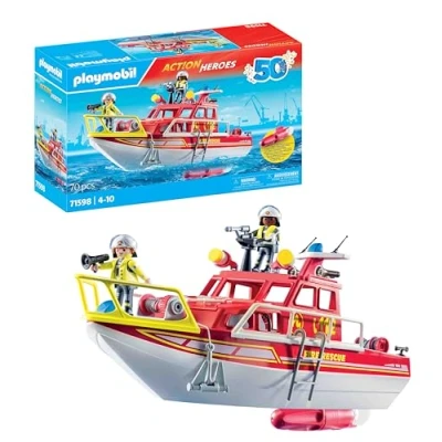 Abbildung von Playmobil® Konstruktions Spielset Feuerlöschboot (71598), Action Heroes, 50 Jahre, (70 St)