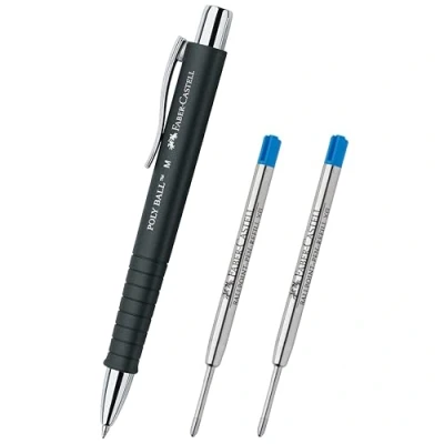 Abbildung von Faber Castell Kugelschreiber Poly Ball XB 6er SET, 241, Mehrfarbig, 6 Stück (Schwarz + Ersatzminen)