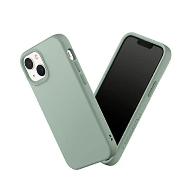 Abbildung von RhinoShield Case kompatibel mit [iPhone 13 Mini] SolidSuit Stoßdämpfende &amp; schlanke Schutzhülle Premium Finish 3.5 Meter Fallschutz Austauschbare Kamera Ringe Salbeigrün