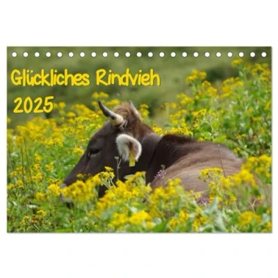 Abbildung von Glückliches Rindvieh 2025 (Tischkalender DIN A5 quer), CALVENDO Monatskalender