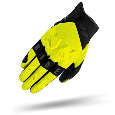 Abbildung von SHIMA DRIFT GLV Motorrad Handschuhe Herren Leder Kurze Sommer Motorradhandschuhe Schutz Touchscreen Stadt Lederhandschuhe Motorcycle Belüftet Verstärkt Perforiertes Leicht (Männer, Fluo, L)