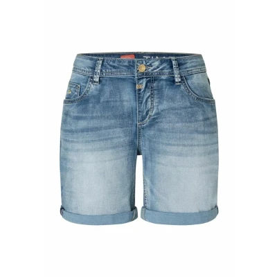 Abbildung von Timezone Damen Jeans Short ALEXATZ Mid Waist Regular Fit Blau W25 W33, Größe:W 30, Farbe:3014 3547 Fresh Indigo Wash