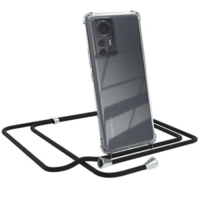 Abbildung von EAZY CASE Handykette kompatibel mit Xiaomi 12 Pro Handyhülle Umhängeband, Handykordel Schutzhülle, Silikonhülle, Hülle Band, Stylische Kette für Smartphone, Schwarz