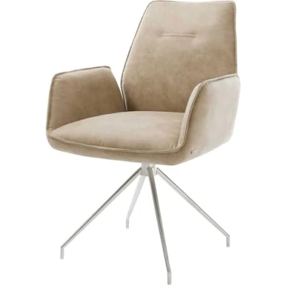 Abbildung von Drehstuhl Zoa Flex Beige Vintage Kreuzgestell konisch Edelstahl 180 drehbar