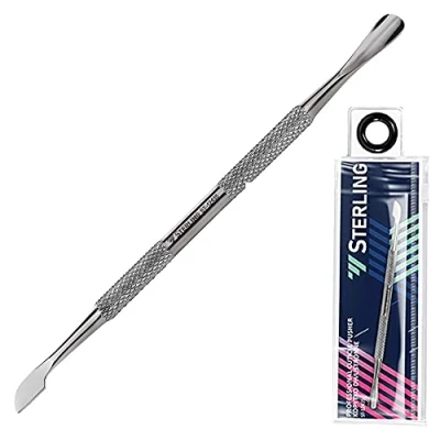 Abbildung von STERLING Professioneller Nagelhautschieber mit unterschiedlichen Arbeitsendungen Komfort bei Maniküre und Pediküre Doppelseitig rutschfest Schaber Spatel ST 12435