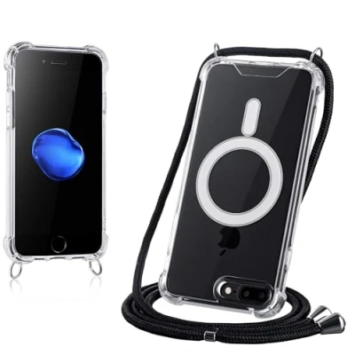 Abbildung von JProtect Magnetische Handykette für iPhone 8 Plus / 7 Magsafe Hülle/iPhone Hülle mit Band zum Umhängen/Kette Handyhülle Magnet