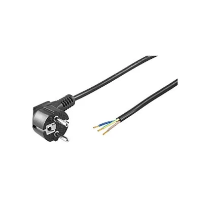 Abbildung von Goobay 96034 Gewinkeltes Stromkabel / Offene Kabelenden &amp; angepresste Aderendhülsen 90 Grad Schutzkontaktstecker Universelles Netzkabel Schwarz 5m