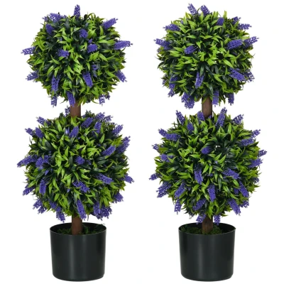 Abbildung von Kunstpflanze künstliche Pflanzen 2er Set, Zimmerpflanze mit Lavendel Lavendel, HOMCOM, Höhe 70 cm, für Garten, Grün