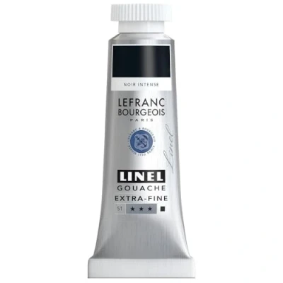 Abbildung von Lefranc &amp; Bourgeois 301227 Linel Gouache extrafeine und geschmeidige Wasserfarben mit maximaler Farbintensität, Leuchtkraft für streifenfreien Auftrag, 14ml Tube Tiefschwarz
