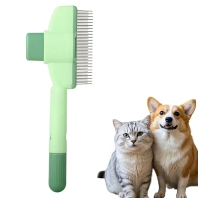 Abbildung von WQDD STANPET Katzenkamm Langhaar Selbstreinigender für die Fellpflege, Anti Floh Kamm langhaarige Katzen &amp; Haustiere, Ideal zur Entfernung von losem Haar Unterwolle, 1 Stück Grün